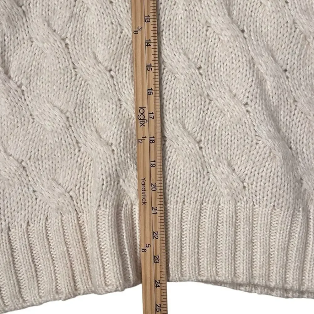 Splendid Soft Cozy Cable Knit Fisherman Sweater Womens Small Ivory Oversized